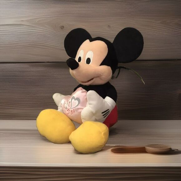 Disney Mickey Mouse Be My Valentine Plush Pink Heart Stuffed Animal Just Play - Picture 1 of 10